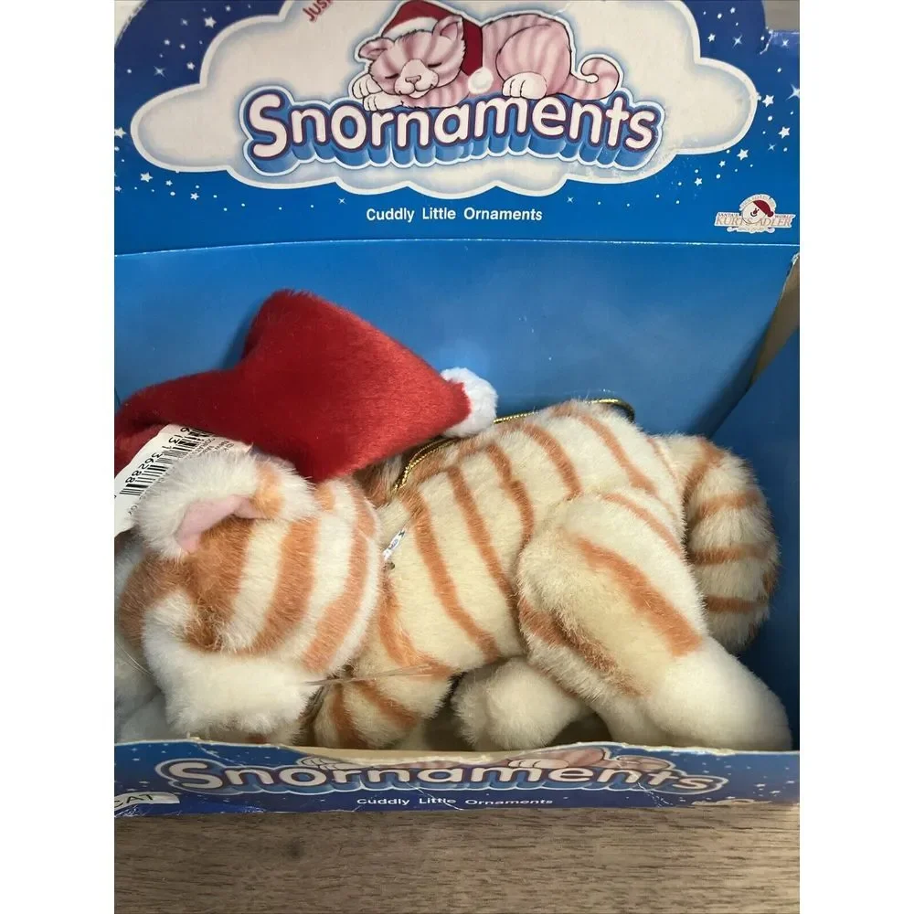Kurt Adler Cuddly Little Ornament Snornaments Stuffed Plush Tabby Cat Sound Work